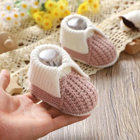 Baby Booties Newborn Hand Knit Sock Shoes Soft Cozy First Walkers for Infant Boys Girls in Kuwait