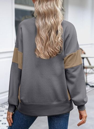 Dokotoo Women's Casual Oversized Sweatshirt Crew Neck Color Block Loose Pullover Tops Side Slit in Saudi Arabia