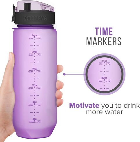 Embrava 24oz BPA-Free Plastic Sports Water Bottle with Time Markers in Kuwait