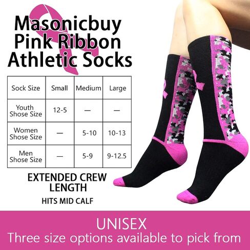 12 Pairs Breast Cancer Athletic Socks Bulk, Super Thick Pink Ribbon Socks for Breast Cancer Awareness Campaigns in Saudi Arabia