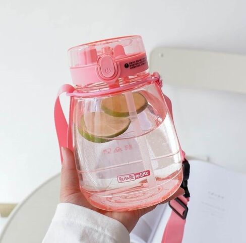 Kawaii Water Bottle with Straw 45oz with Two Ways to Dinking Modern Cute Water Jug With Strap for Women/Teen Girl/School, Purple in Saudi Arabia