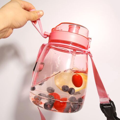 Kawaii Water Bottle with Straw 45oz with Two Ways to Dinking Modern Cute Water Jug With Strap for Women/Teen Girl/School, Purple in Saudi Arabia