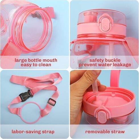 Kawaii Water Bottle with Straw 45oz with Two Ways to Dinking Modern Cute Water Jug With Strap for Women/Teen Girl/School, Purple in Saudi Arabia