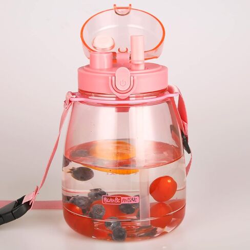 Kawaii Water Bottle with Straw 45oz with Two Ways to Dinking Modern Cute Water Jug With Strap for Women/Teen Girl/School, Purple in Saudi Arabia