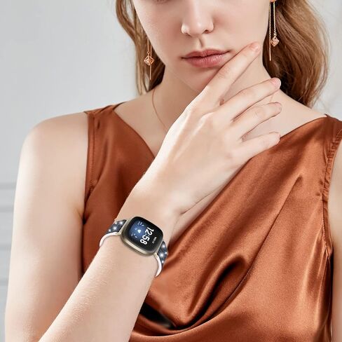 SKYLET Bling Band Compatible with Fitbit Versa 3 Bands/Fitbit Sense Bands for Women Girls, Valentine Gift for Her, Glitter Silicone Color-Change Sense/Versa 3 Straps with Rose Gold Buckle in Saudi Arabia