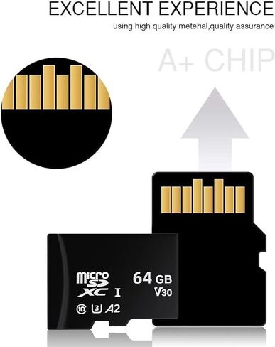 بطاقة ذاكرة microSDXC UHS-I سعة 64 جيجابايت - سرعة قراءة تصل إلى 80 ميجابايت/ثانية، Full HD و4K UHD، UHS-I، وحدة تخزين خارجية للهواتف الذكية/الكاميرا/الكمبيوتر المحمول in Kuwait