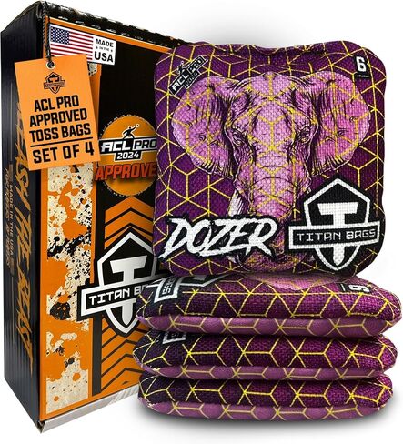 Titan Bags Dozer Cornhole Bags - 6" x 6" ACL PRO Approved Cornhole Bean Bags for Tournaments - Versatile & Durable Professional Cornhole Bags Ideal for Indoor/Outdoor Toss Sports & Games (Set of 4) in Saudi Arabia