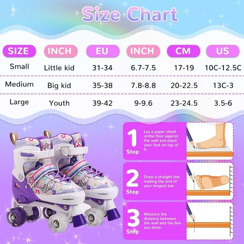 Kids Roller Skates for Girls or Boys,4 Size Adjustable Quad Skates with All Light Up Wheels for Toddler Kids Beginners 3-12 Years Old Roller Skates for Indoor Outdoor Sports in Kuwait