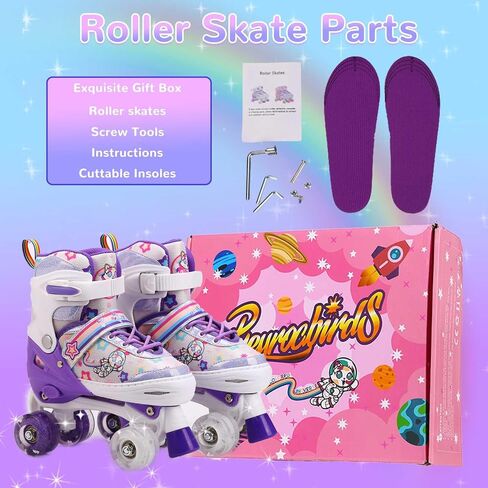 Kids Roller Skates for Girls or Boys,4 Size Adjustable Quad Skates with All Light Up Wheels for Toddler Kids Beginners 3-12 Years Old Roller Skates for Indoor Outdoor Sports in Kuwait