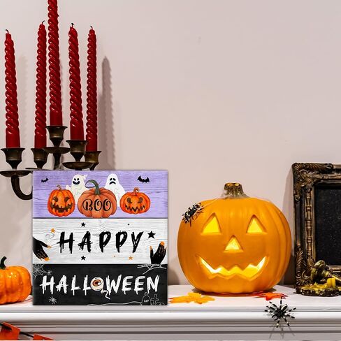 Halloween Decor, Halloween Home Decorations, Farmhouse Saying Wooden Decorative Sign, Home Decor for Desk Table Shelf 5 x 5 Inches in Kuwait