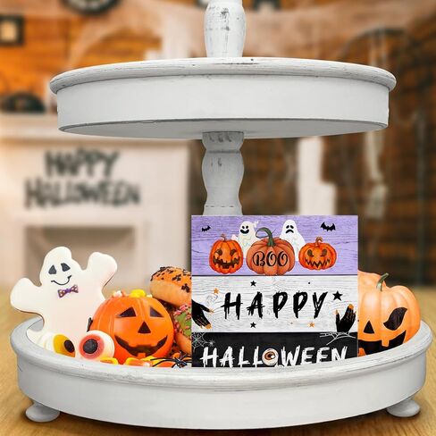 Halloween Decor, Halloween Home Decorations, Farmhouse Saying Wooden Decorative Sign, Home Decor for Desk Table Shelf 5 x 5 Inches in Kuwait