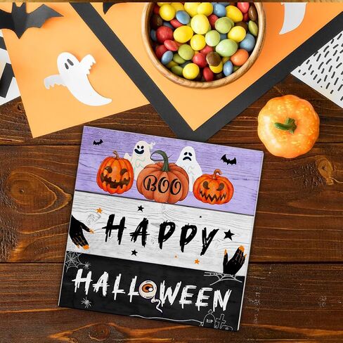 Halloween Decor, Halloween Home Decorations, Farmhouse Saying Wooden Decorative Sign, Home Decor for Desk Table Shelf 5 x 5 Inches in Kuwait