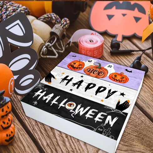 Halloween Decor, Halloween Home Decorations, Farmhouse Saying Wooden Decorative Sign, Home Decor for Desk Table Shelf 5 x 5 Inches in Kuwait