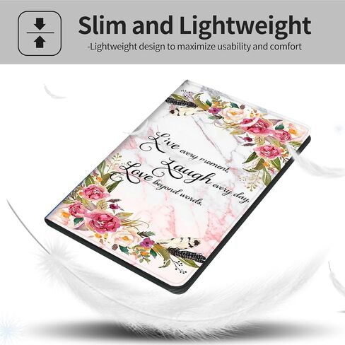 Case for 6" All-New Kindle (11th Generation, 2022 Release),PU Leather Slim Standing Smart Cover Case with Auto Sleep/Wake，ONLY Fit 6 inch Basic Kindle 2022 e-Reader,Flowers Marble in Kuwait
