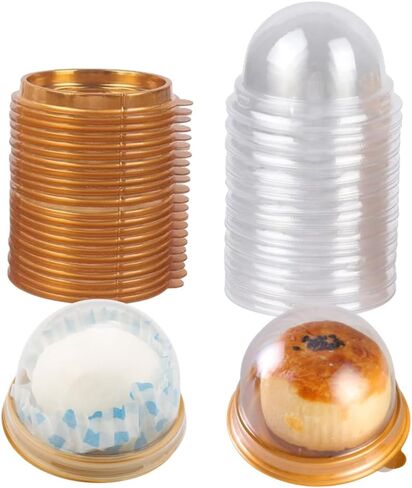 Hewnda 50 Pack 2 Inch Clear plastic mini cake box muffins box cookies cookies muffins dome box wedding birthday gift box(Clear) in Saudi Arabia