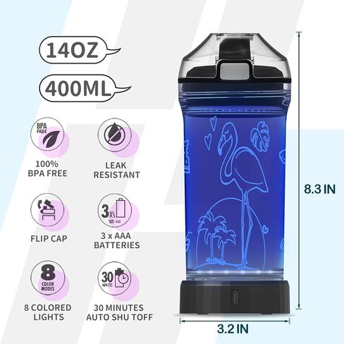 هدايا الهوكي، زجاجة مياه مضيئة ثلاثية الأبعاد للاعب الهوكي، 14oz تريتان خالية من مادة BPA - أفضل هدية للأولاد والبنات بعمر 4 5 6 7 سنوات - كوب شرب للأطفال - عطلة عيد الميلاد in Kuwait