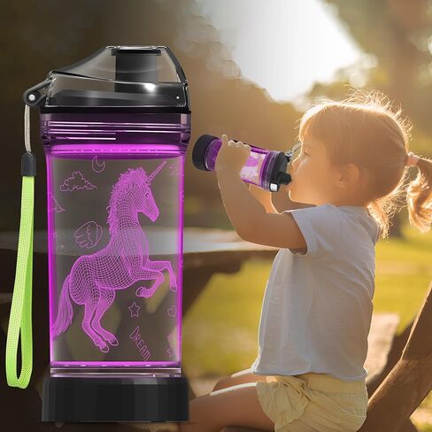 هدايا الهوكي، زجاجة مياه مضيئة ثلاثية الأبعاد للاعب الهوكي، 14oz تريتان خالية من مادة BPA - أفضل هدية للأولاد والبنات بعمر 4 5 6 7 سنوات - كوب شرب للأطفال - عطلة عيد الميلاد in Kuwait