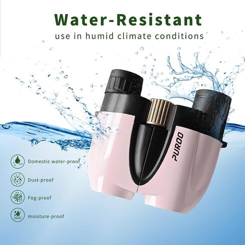 PUROO Compact Binoculars for Adults High Powered,10X25 Small Waterproof,Fogproof and Shockproof Binoculars for Kids Bird Watching,Hunting,Travel,Stargazing,Hiking,Opera,Concerts,Pink in Saudi Arabia