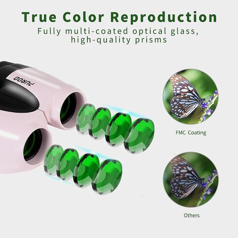 PUROO Compact Binoculars for Adults High Powered,10X25 Small Waterproof,Fogproof and Shockproof Binoculars for Kids Bird Watching,Hunting,Travel,Stargazing,Hiking,Opera,Concerts,Pink in Saudi Arabia