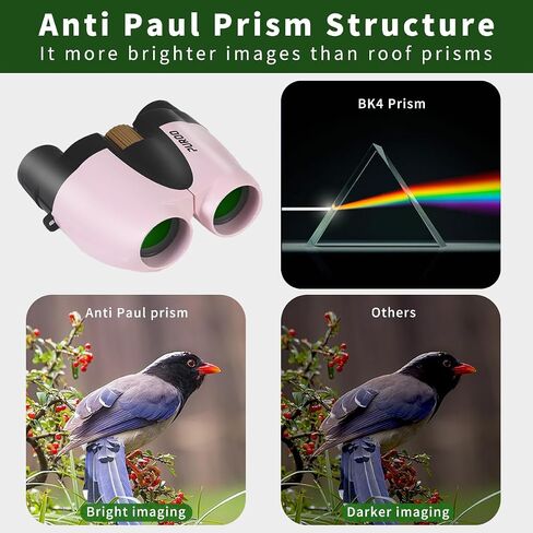 PUROO Compact Binoculars for Adults High Powered,10X25 Small Waterproof,Fogproof and Shockproof Binoculars for Kids Bird Watching,Hunting,Travel,Stargazing,Hiking,Opera,Concerts,Pink in Saudi Arabia
