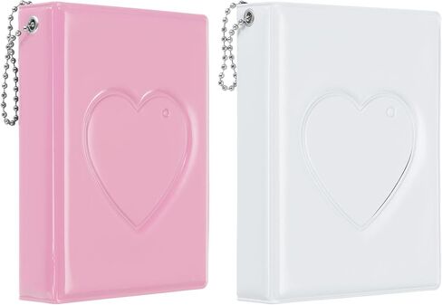 PATIKIL 3 Inch Mini Kpop Photocard Binder Album with 32 Pockets Small Bookshelf Love Heart Picture Holder Book for Collection 2 Pack, Black Pink in Saudi Arabia