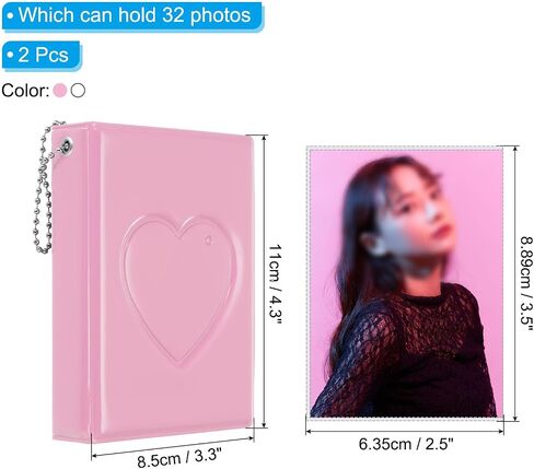 PATIKIL 3 Inch Mini Kpop Photocard Binder Album with 32 Pockets Small Bookshelf Love Heart Picture Holder Book for Collection 2 Pack, Black Pink in Saudi Arabia
