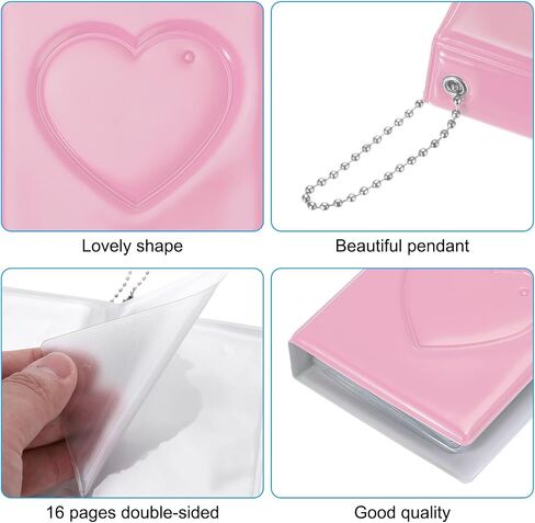 PATIKIL 3 Inch Mini Kpop Photocard Binder Album with 32 Pockets Small Bookshelf Love Heart Picture Holder Book for Collection 2 Pack, Black Pink in Saudi Arabia