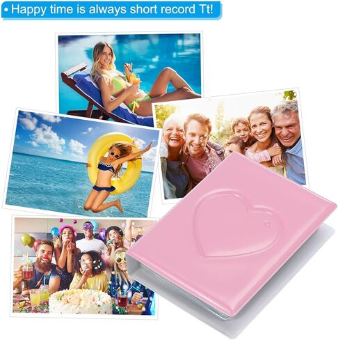 PATIKIL 3 Inch Mini Kpop Photocard Binder Album with 32 Pockets Small Bookshelf Love Heart Picture Holder Book for Collection 2 Pack, Black Pink in Saudi Arabia