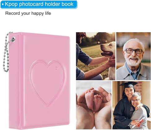 PATIKIL 3 Inch Mini Kpop Photocard Binder Album with 32 Pockets Small Bookshelf Love Heart Picture Holder Book for Collection 2 Pack, Black Pink in Saudi Arabia
