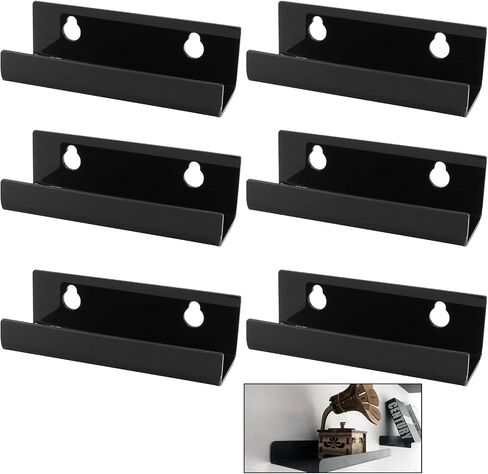 6 Pack Vinyl Record Wall Mount Shelf 4" Clear Acrylic Album Record Decor Holder Store and Display Floating Wall Shelves Daily LP Listening Kids Bookshelf, Magazine Rack, Picture Ledge in Saudi Arabia