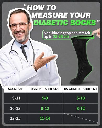 جوارب لين لمرضى السكري للرجال والنساء، 6 أزواج من الجوارب للكاحل مع وسادة، غير مربوطة، جزء علوي عريض للغاية، مقاس فضفاض in Kuwait
