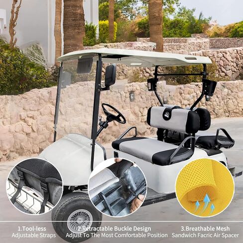 Golf Cart Seat Cover Set for Club Car DS, EZGO TXT, Small Breathable Bench Seat Covers, Washable Polyester Mesh Cloth without Logo in Saudi Arabia