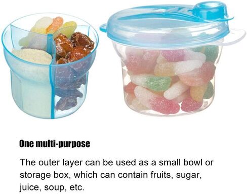 Compact Milk Powder Dispenser, 3 Section Food Container, Ideal for Outdoor Travel, Easy to Clean (Blue) in Saudi Arabia