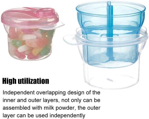 Compact Milk Powder Dispenser, 3 Section Food Container, Ideal for Outdoor Travel, Easy to Clean (Blue) in Saudi Arabia