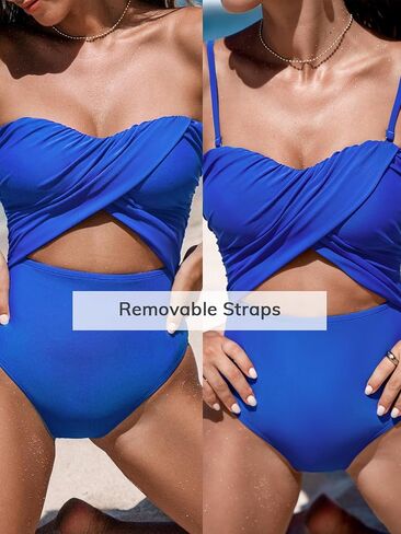 CUPSHE Women's One Piece Swimsuit Sweetheart Neck Adjustable Removable Straps Bathing Suit Front Cutout Swimwear in Saudi Arabia
