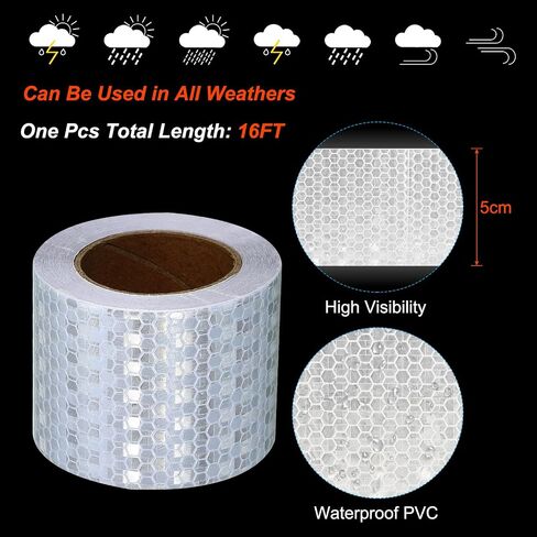 PATIKIL Reflective Tape, 2Pack 2 Inch x 16 FT Waterproof Self Adhesive High Visibility Safety Warning Tape Outdoor Reflectors for Trucks Trailers Cars, Fluorescent Yellow in Saudi Arabia