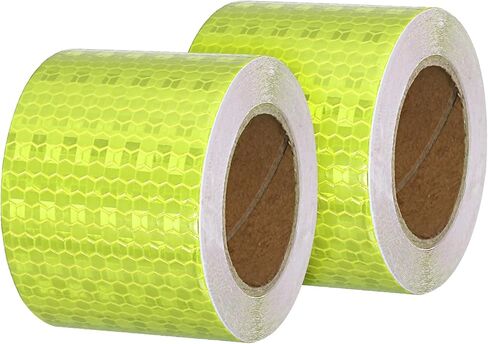 PATIKIL Reflective Tape, 2Pack 2 Inch x 16 FT Waterproof Self Adhesive High Visibility Safety Warning Tape Outdoor Reflectors for Trucks Trailers Cars, Fluorescent Yellow in Saudi Arabia