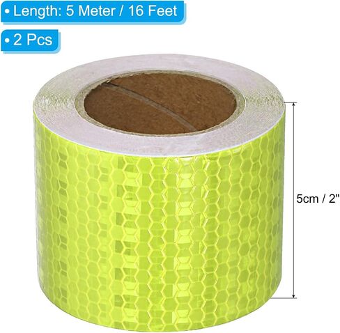 PATIKIL Reflective Tape, 2Pack 2 Inch x 16 FT Waterproof Self Adhesive High Visibility Safety Warning Tape Outdoor Reflectors for Trucks Trailers Cars, Fluorescent Yellow in Saudi Arabia