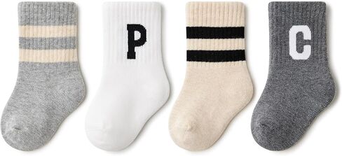 4 PCS Baby Socks, Baby Mid-Crew Socks, Fashion Newborn Socks, Infant Essentials for Little Girls & Boys, Toddlers Kids in Saudi Arabia