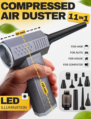 Electric Compressed Air Duster for Computer with Vacuum Mode - 150000RPM Mini Air Blower for Car Detailing - Handheld Blower Cordless Air Pressure Gun - Turbina de Aire Comprimido para Limpiar PC in Saudi Arabia