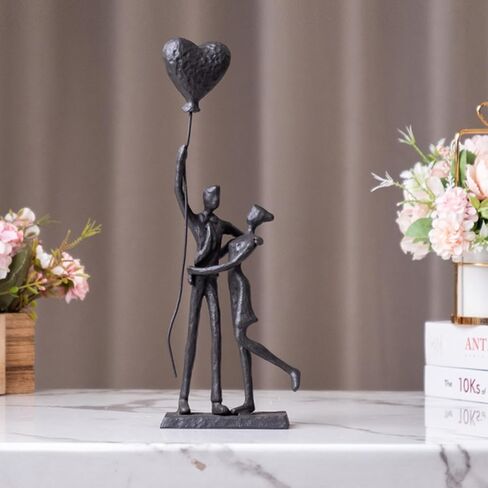 Anniversary for Couple,Affectionate Couple Statue Kissing Under Umbrella,Handcrafted Cast Iron Couple Sculpture in Love,for Wedding Gifts 6th Anniversary Birthday Gifts in Saudi Arabia