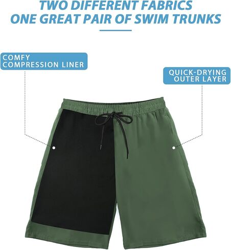 Buauty Mens Swim Trunks with Compression Liner 7 Inch Inseam Quick Dry Swim Shorts Mens Swimsuit Board Shorts with Pockets in Saudi Arabia
