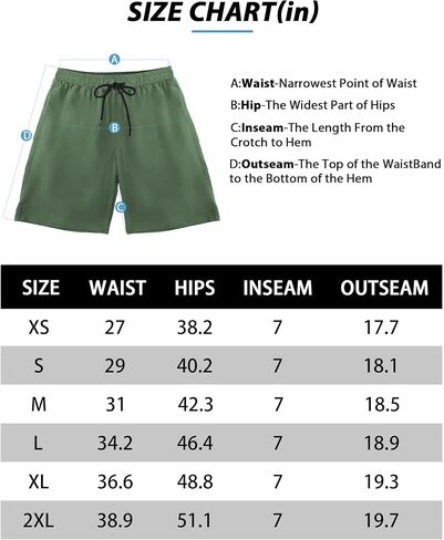 Buauty Mens Swim Trunks with Compression Liner 7 Inch Inseam Quick Dry Swim Shorts Mens Swimsuit Board Shorts with Pockets in Saudi Arabia