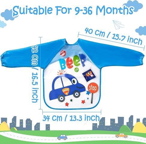 R HORSE 5 قطع مريلة بأكمام طويلة للأطفال الصغار مريلة ذات أكمام مقاومة للماء مرايل تغذية الرضع الملونة مع سيارة قرد الأسد ديناصور نمط هدية لاستحمام الطفل in Kuwait