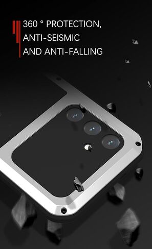 حافظة LOVE MEI لهاتف Samsung Galaxy S24 Plus/S24+، حافظة معدنية متينة ومضادة للصدمات والغبار للرياضات الخارجية مع واقي شاشة مدمج من الزجاج المقوى (أسود، S24+) in Kuwait