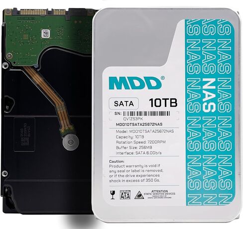 MDD (MDD10TSATA25672NAS) محرك الأقراص الصلبة NAS الداخلي 10 تيرابايت 7200 دورة في الدقيقة 256 ميجابايت كاش SATA 6.0 جيجابايت/ثانية 3.5 بوصة (متجدد) in Kuwait