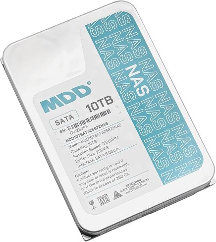 MDD (MDD10TSATA25672NAS) محرك الأقراص الصلبة NAS الداخلي 10 تيرابايت 7200 دورة في الدقيقة 256 ميجابايت كاش SATA 6.0 جيجابايت/ثانية 3.5 بوصة (متجدد) in Kuwait