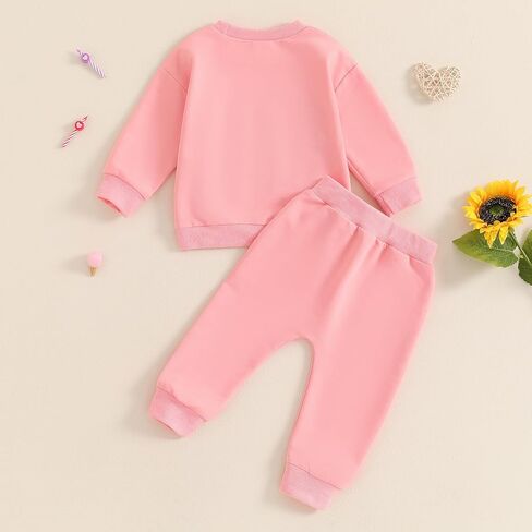 SAYOO Baby Birthday Girl Outfit Embroidery Birthday Girl Print Sweatshirt Pullover+Sweatpants Princess 2Pcs Fall Clothes in Saudi Arabia