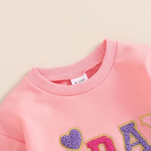 SAYOO Baby Birthday Girl Outfit Embroidery Birthday Girl Print Sweatshirt Pullover+Sweatpants Princess 2Pcs Fall Clothes in Saudi Arabia