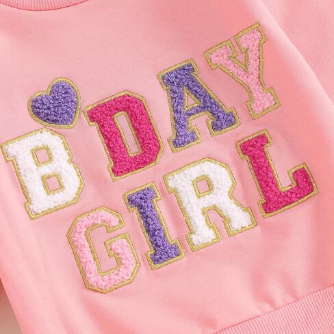 SAYOO Baby Birthday Girl Outfit Embroidery Birthday Girl Print Sweatshirt Pullover+Sweatpants Princess 2Pcs Fall Clothes in Saudi Arabia
